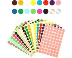 Allecto Plus - Gekleurde Stipstickers 1120 Stuks - Codeerlabels in 16 Kleuren - Zelfklevende Stippen voor Kantoor en Klaslokaal - Ø 75 cm - Voor Kinderen aangepast.