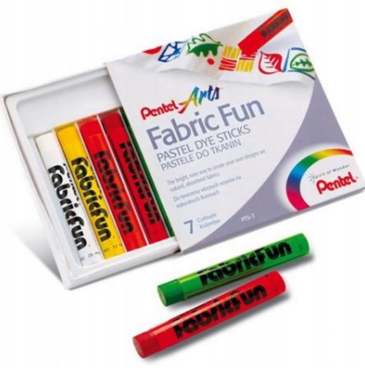 Pentel - Pastelkrijt voor Stoffen - 7 Kleuren - Veilig voor Kinderen - Geschikt voor Katoen, Zijde en Linnen — afbeelding 1