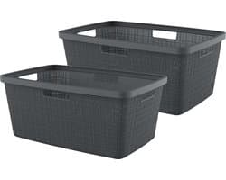 Curver Jute Wasmand - 46L - 2 stuks - Donkergrijs