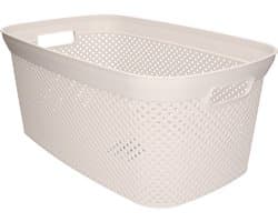Wasmand - wit - kunststof - 34 x 54 x 23 cm - 35 liter - met handvatten - manden voor wasgoed