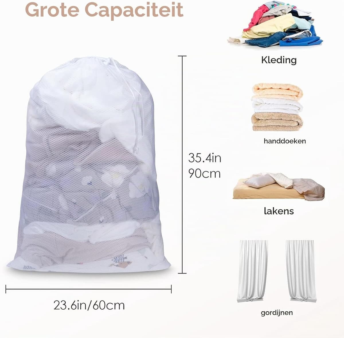 1 Pcs Trekkoord Waszak, 70×90cm Mesh Waszak voor Delicate Kleding, Sterke en Duurzame Netwaszak voor de Wasmachine, Ideaal voor Kleding en Ondergoed — afbeelding 1