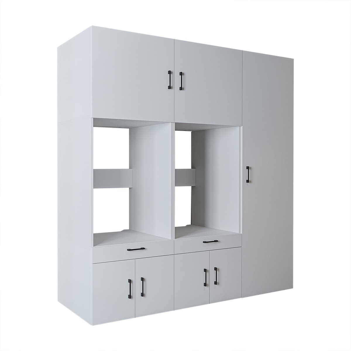 Roomart SERIE 3 Wasmachine Ombouwkast 194x205 cm - Dubbele Kast met Hoge Kast 60 - Wit — afbeelding 1