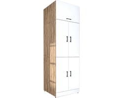 Roomart DORA-I Wasmachine Ombouwkast 70x230 cm met Opzetkast - Wit Eiken