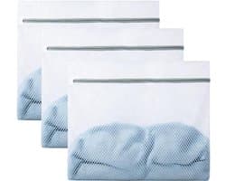 Set van 3 Waszakken voor de Wasmachine, 60 x 60 cm, Ideaal voor Fijne Was, Grote Mesh Waszakken met Rits voor Kousen, Jassen en Dekens