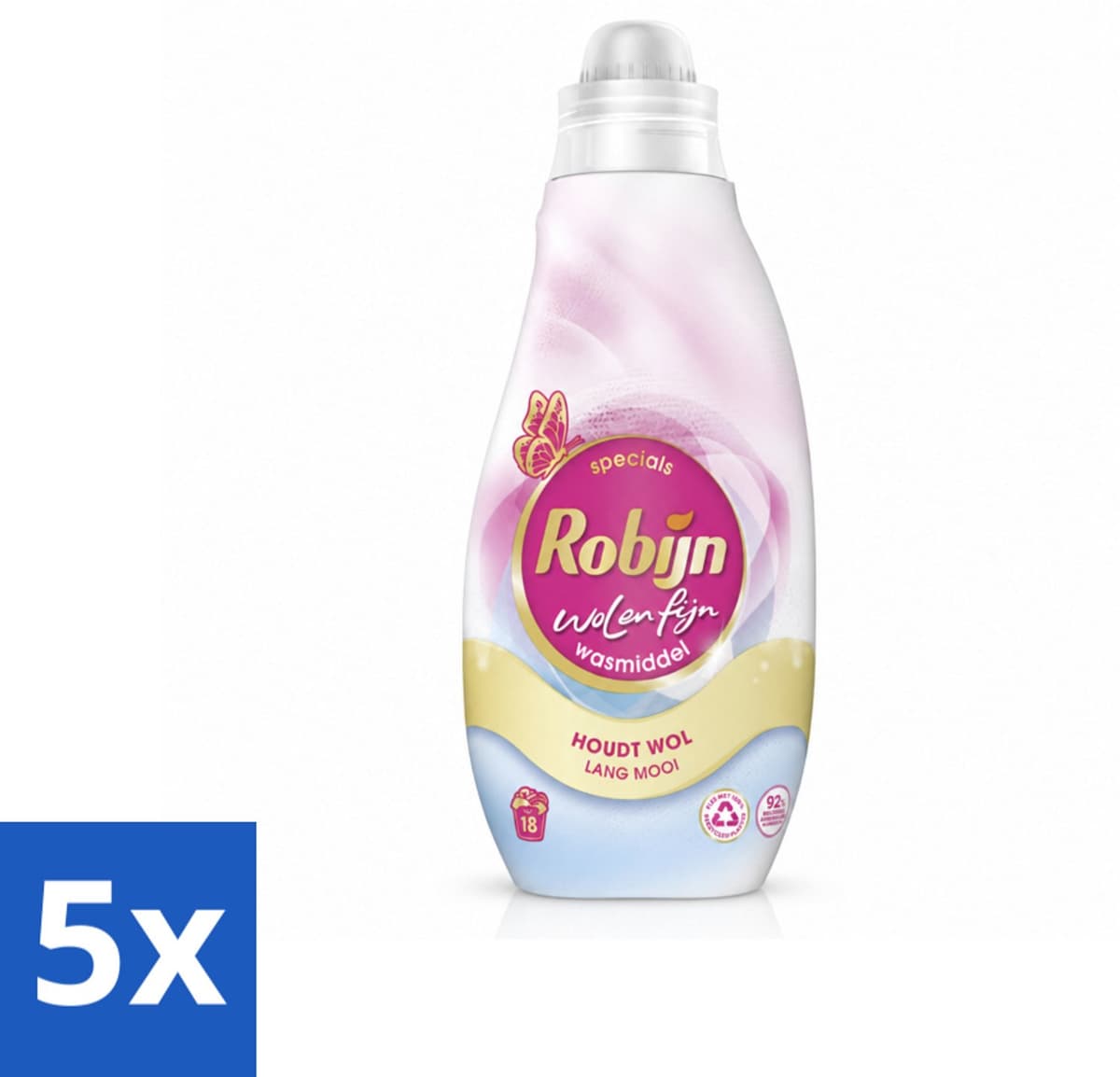 5 x Robijn Specials - Wol & Fijn - Vloeibaar Wasmiddel - 18 Wasbeurten - Voordeelverpakking - 5 stuks — afbeelding 1