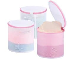 BH-waszakje - waszak - 3 stuks - 17*15 cm - mesh waszakken - cilindrische waszak - wasmachine zakken - Lingerie Waszakjes met Rits - ondergoed wasnet voor dames - herbruikbare - voor intiem ondergoed - kledingbescherming - rose