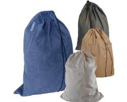 Bluvardi katoenen waszakken set van 4 stuks - XXL -navy blue-heavy duty natural cotton - bruin-grijs