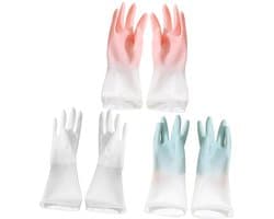 1set Waterdichte Rubber Huishoudhandschoenen Handbeschermende Mouwen Voor Afwassen Schoonmaken Tuinieren Huiswerk Assortiment Kleuren