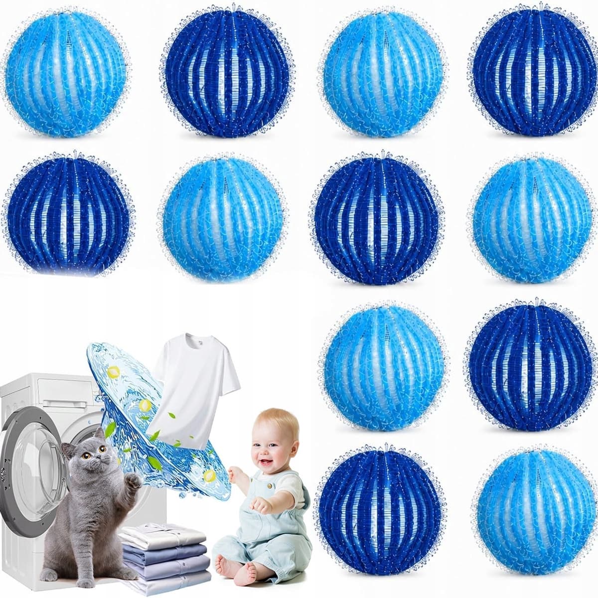 12x Wollen Wasballen - Pluisvrij & Anti-klit voor Wasmachine & Droger — afbeelding 1