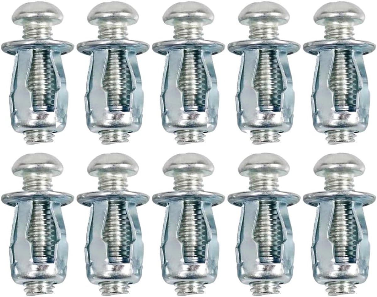 Holle metalen holteankers, 10 stuks M6 extra korte holle muurankers, holle deurbevestigingen voor 0-5 mm deurwand, aluminiumplaat, ijzeren plaat, houten plank (25 mm) — afbeelding 1