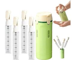 4-in-1 reisdispenser, navulbaar, lekvrij, draagbare reisflessen voor shampoo, draagbare siliconen reisflessen, reisgadgets, vliegtuigdispenser, voor shampoo, crème, spoeling, lichaamsverzorging (groen