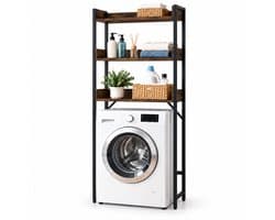 Wasmachine kast - 166x63x25 cm - bruin-zwart