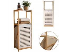 Bamboe wasmand beige 33x36x98 cm - Stijlvol en ruimtebesparend