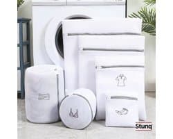 Stunq® 6-delige waszakkenset met fijnmazig gaas en ritssluiting – wit, wasmachinebestendig