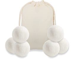 Set van 6 Natuurlijke Wol Droogballen - 6 cm - Voor Sneller Drogen