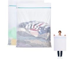 Grote Waszakken Set 2 stuks - 60x80 cm - Waszakken - Wasnetten -Waszak voor Beddengoed - Handdoeken & Kleding - Fijnmazig gaas - Bescherm je Wasgoed en Wasmachine - Wasnet voor Wasmachine - Wit — afbeelding 1