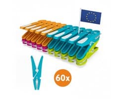 LaundrySpecialist Wasknijpers soft grip - 60 stuks - extra lang en stevig - Made in EU