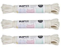 Kipit Waslijn - 3x - 10 meter - PVC - wit - drooglijn / waslijndraad