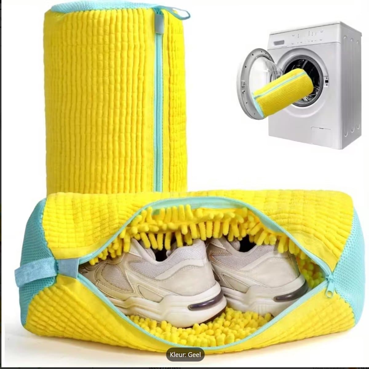 1 stuk - Schoenwaszak - Wasmachine speciale schoenwaszak met anti-vervorming - geel — afbeelding 1