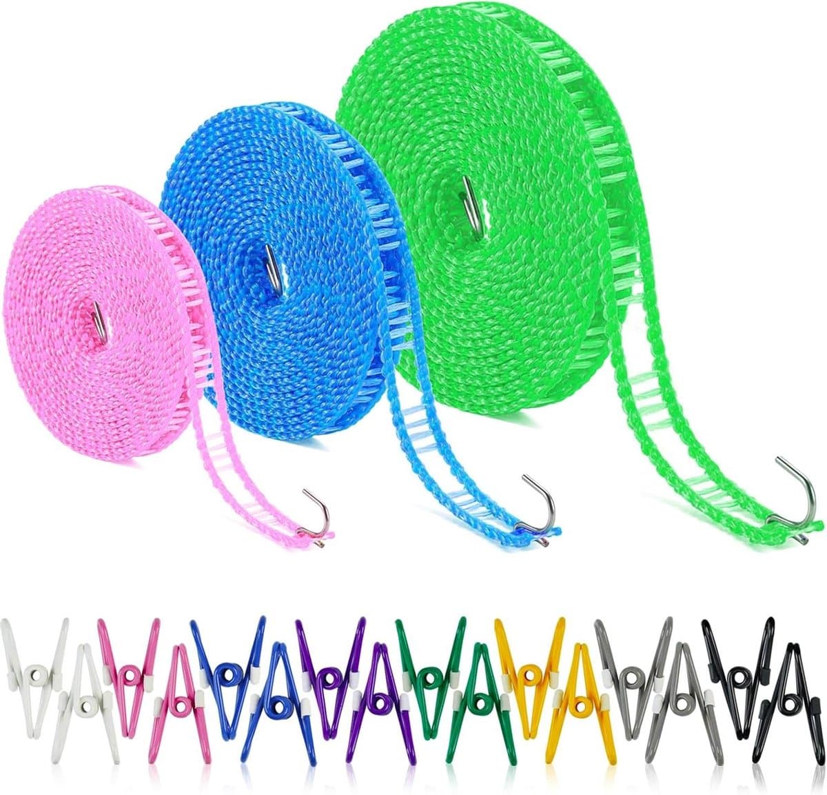 Cosensi - Antislip Waslijn Set met Wasknijpers voor Camping en Outdoor Gebruik — afbeelding 1