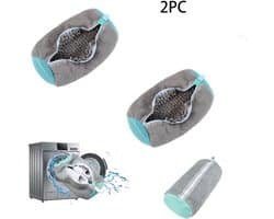 2 Stuks Waszak - Schoenenwaszak -Wasnet Voor Schoenen - Waszak Schoenen-Schoenenzak Wasmachine -Waszak Voor Schoenen - 39 x 19 Cm - Delicaat Wasgoed - Schoen Wassen - Schoenenwaszak - Wasgoed - Met Rits En Hangende Ring - Grijs — afbeelding 1