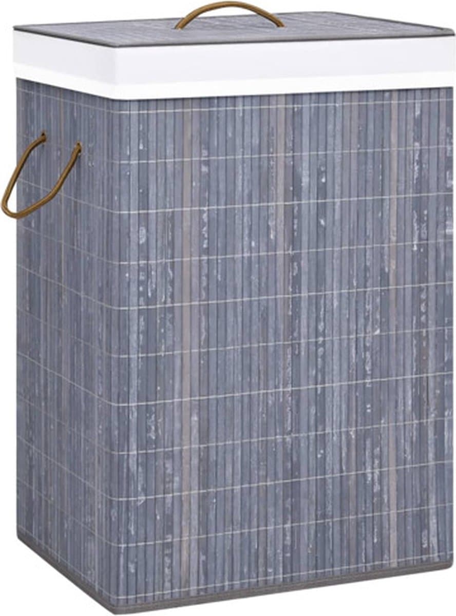vidaXL - Wasmand - met - 1 - vak - bamboe - grijs — afbeelding 1