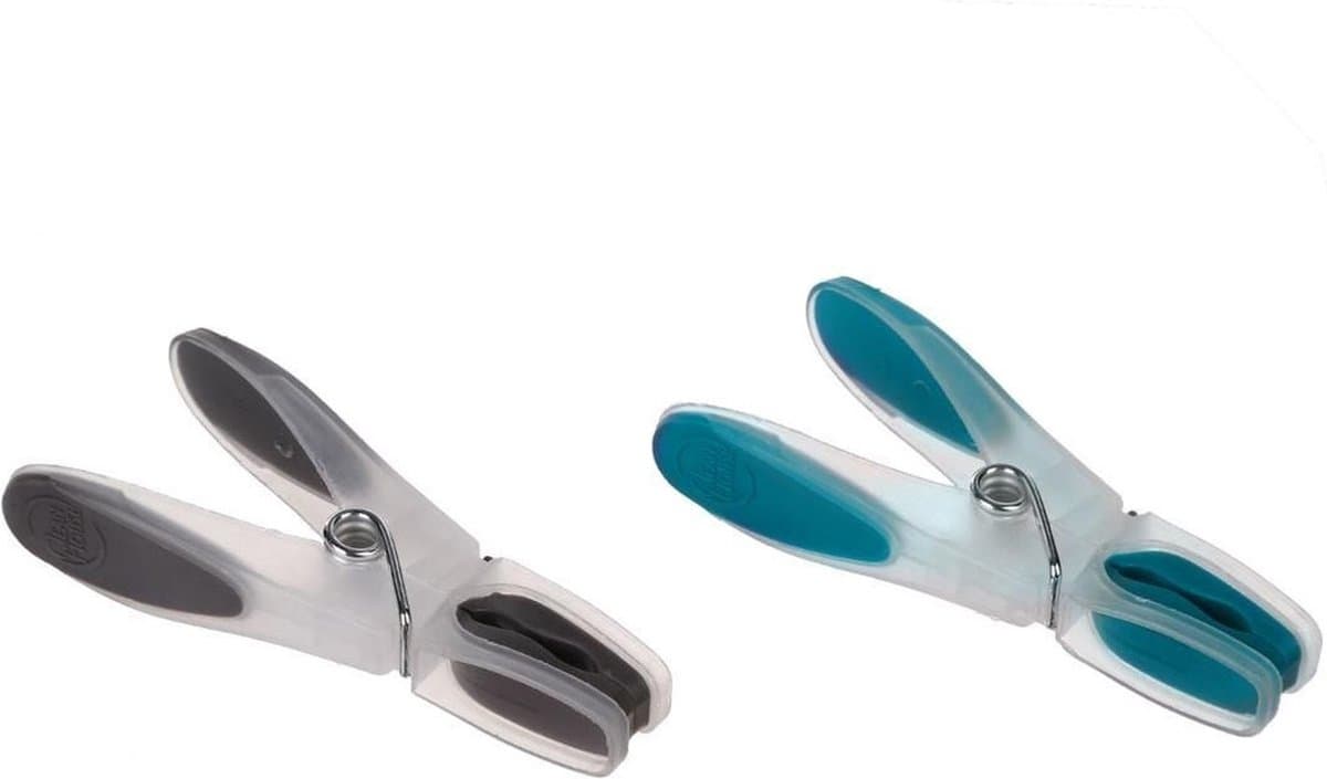 5Five wasknijpers - 120x stuks - grijs en blauw - 8 cm - van kunststof - Was ophangen - Was knijpers — afbeelding 1