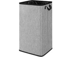 SNIGJAT Grote Wasmand 80L – Hoge Opvouwbare Wasmand met Stevige Handvatten, Rechthoekige Wasmand voor Slaapkamer, College, Studentenkamer, Handdoeken, Speelgoed – Grijs
