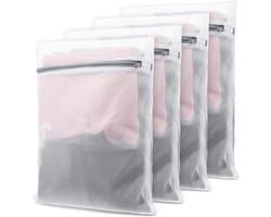 4 Wasnetten voor Wasmachine - 30x40 cm Kuiswaszak met Rits - Beschermnet voor BH Sokken Kleding - Reiswaszak voor Schoenen Shirts Delicate Was