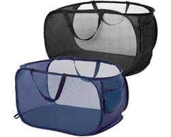 EXCITAT 2 stuks - Opvouwbare wasmand - Opvouwbaar - Wasmand met rooster - Geschikt voor kleine appartementen, slaapzalen, hotels, campings - 58*36*36cm