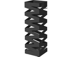 Vierkante paraplubak in het zwart - 15.5x15.5.x49 cm - met wateropvangbakje -