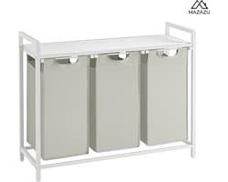 MIRA Home - Wasmand - Waszak - Wassorteerder - 3 vakken - Wit - 92.5x33x72