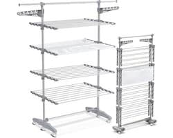 Zylo® Droogtoren 4 Verdiepingen - Droogtoren - Droogrek - met Wielen en Net - 66x165x177cm - Grijs — afbeelding 1