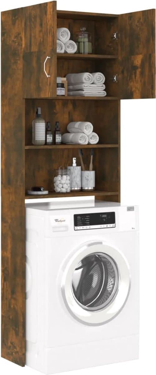 Wasmachine ombouw - Kast - Opbouwmeubel - Verhoger - Wasmachine meubel - Opbergkast - Hout - Gerookt Eiken — afbeelding 1