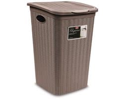 Wasmand met deksel 'Elegance' - 50 Liter - Met ventilatie - Handgrepen - Taupe