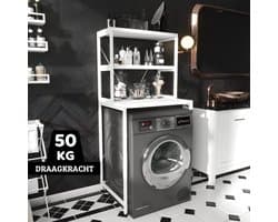 AirSleeperz® wasmachine kast - Droger Ombouw Meubel - Wit Metaal - 3 etages - 50x68x155 cm