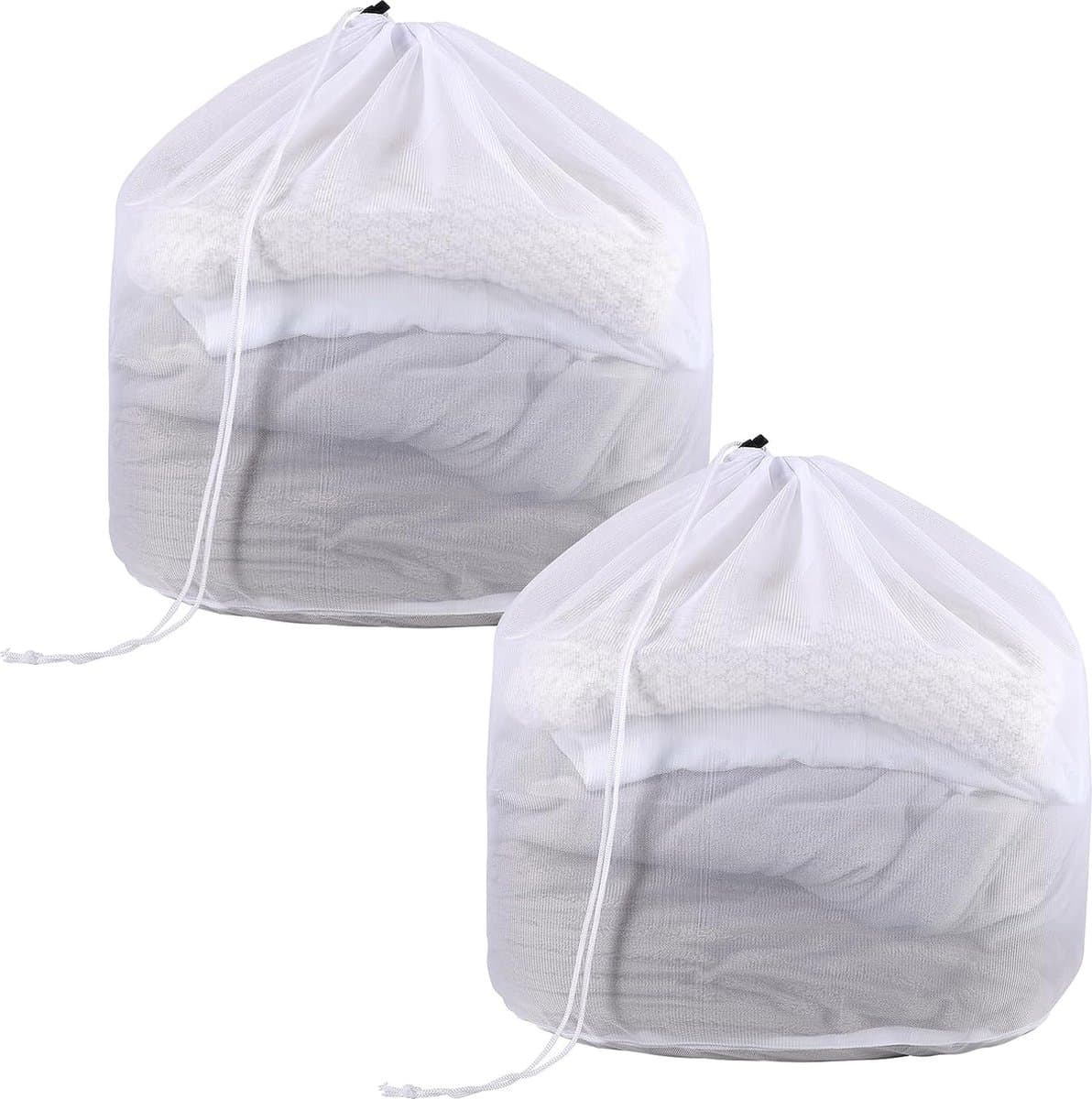 2-delig wasnet voor wasmachine, 50 x 60 cm waszak, wasmachine waszak met koordstopper, herbruikbaar voor ondergoed, beddengoed, babywassokken — afbeelding 1