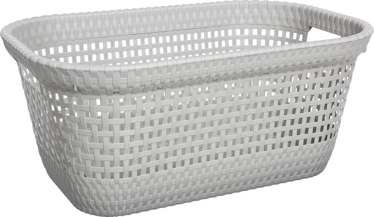 5Five Wasmand van rotan gevlochten - beige - kunststof - 45 liter - 59 x 38 x 26 cm — afbeelding 1