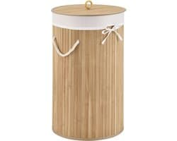 Bamboe Wasmand Curly - 55 Liter - Natuurkleur - Incl. Waszak & Deksel — afbeelding 1