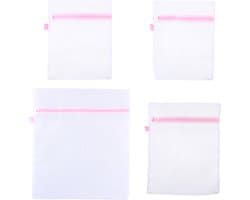Waszakjes - 4 stuks - wit/roze - 3 formaten - waszakken