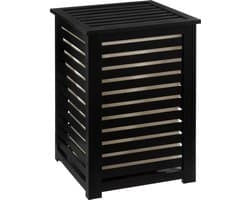 Wasmand met deksel - Bamboe - Zwart - 65 l - 40 cm x 38 cm x 58 cm