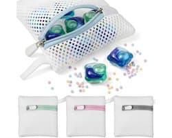 Dailygoods - Tyqour 4 stuks kleine mesh waszakken, anti-klevende waspod-zakken, duurzame polyester opbergzakken voor geurende kralen, reiswasorganizer, beschermen delicate kleding