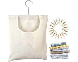 Wasknijpertas met knijpers - Waszak draaibaar - Wasknijpers opbergen - Soepel glijsysteem - 32 x 27 cm - Beige