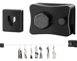 Intrekbare Waslijn - Droogrek Uittrekbaar - Kleding Drogen - Robuust Vergrendelingsmechanisme - 51 Meter - Zwart