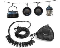 Waslijn voor op reis - Drogerecord Kampeerkabel - Kleding Drogen - Reflecterend koord - 1.0 Meter - Zwart