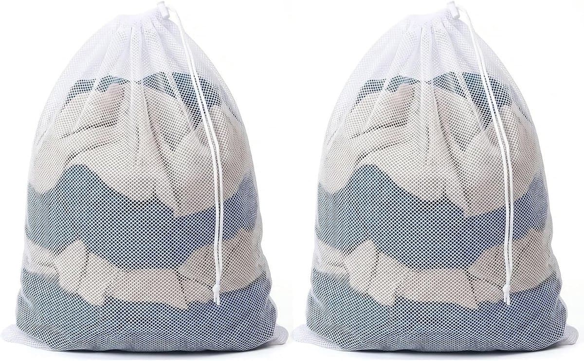 Set van 2 Waszakken 70x90cm, Fijne Mesh Wasnetten met Trekkoord voor Kleding, Beddengoed en Speelgoed, Herbruikbare Waszakken voor de Wasmachine — afbeelding 1