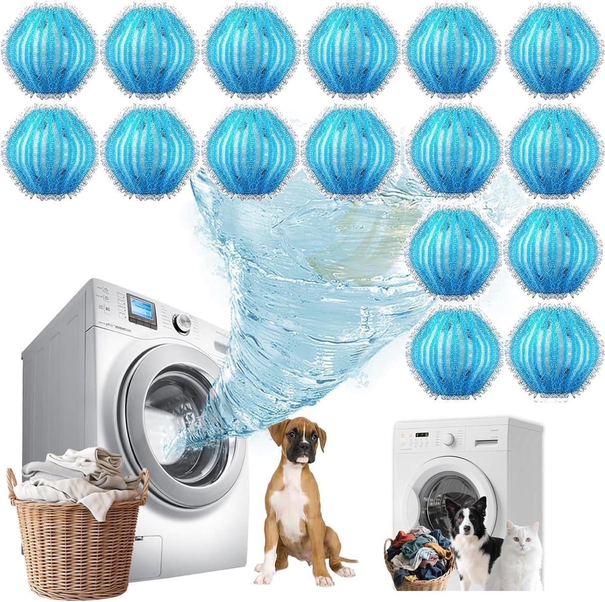 SnelShoppen - 16 Stuks Dierenhaarverwijderaar voor Wasmachine, Herbruikbare Pluisballen voor Honden- en Kattenhaar, Milieuvriendelijk en Compact — afbeelding 1