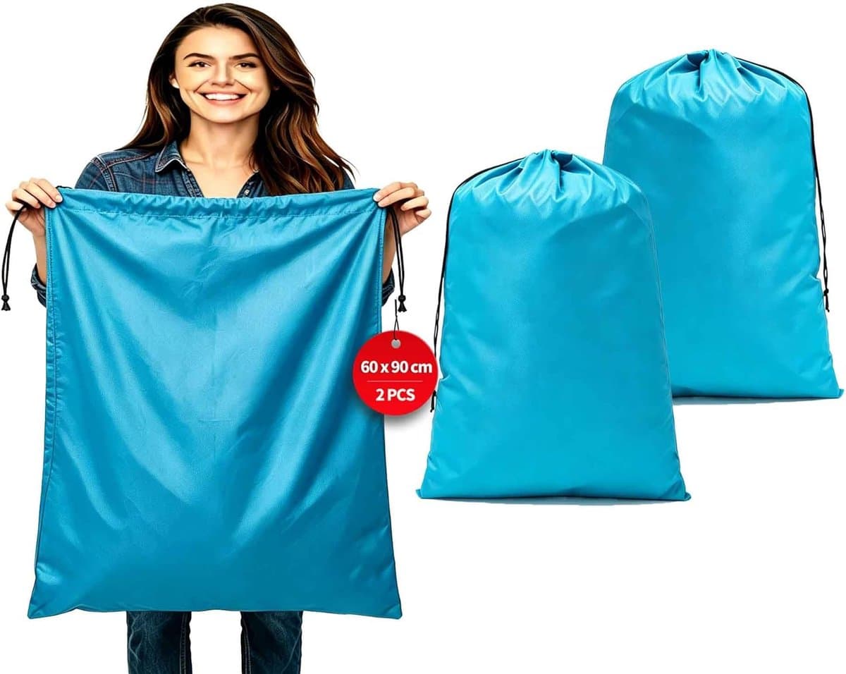 SnelShoppen - 2-Piece Reiskledingzakken, 60 x 90 cm, Grote Capaciteit, Reiswaszak, 120 Liter, Duurzaam Materiaal, Lichtblauw, Ideaal voor Vakantie en — afbeelding 1
