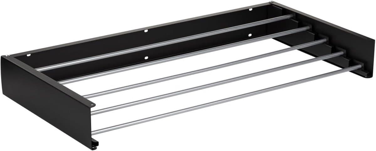 Wanddroogrek - Waslijn Uitschuifbaar - Ruimte Besparen - Roestvrij Aluminium - Bijna 4 Meter - Zwart — afbeelding 1