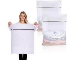 Wasnetjes met ritssluiting - Wit - 60 x 80 cm - Grofmazig Polyester Wasnet voor Wasmachine en Droger